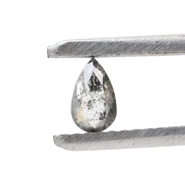 0.23 Ct Salt and Pepper Diamond, Natural Gray Color Pear Cut Loose Diamonds for Wedding Ring