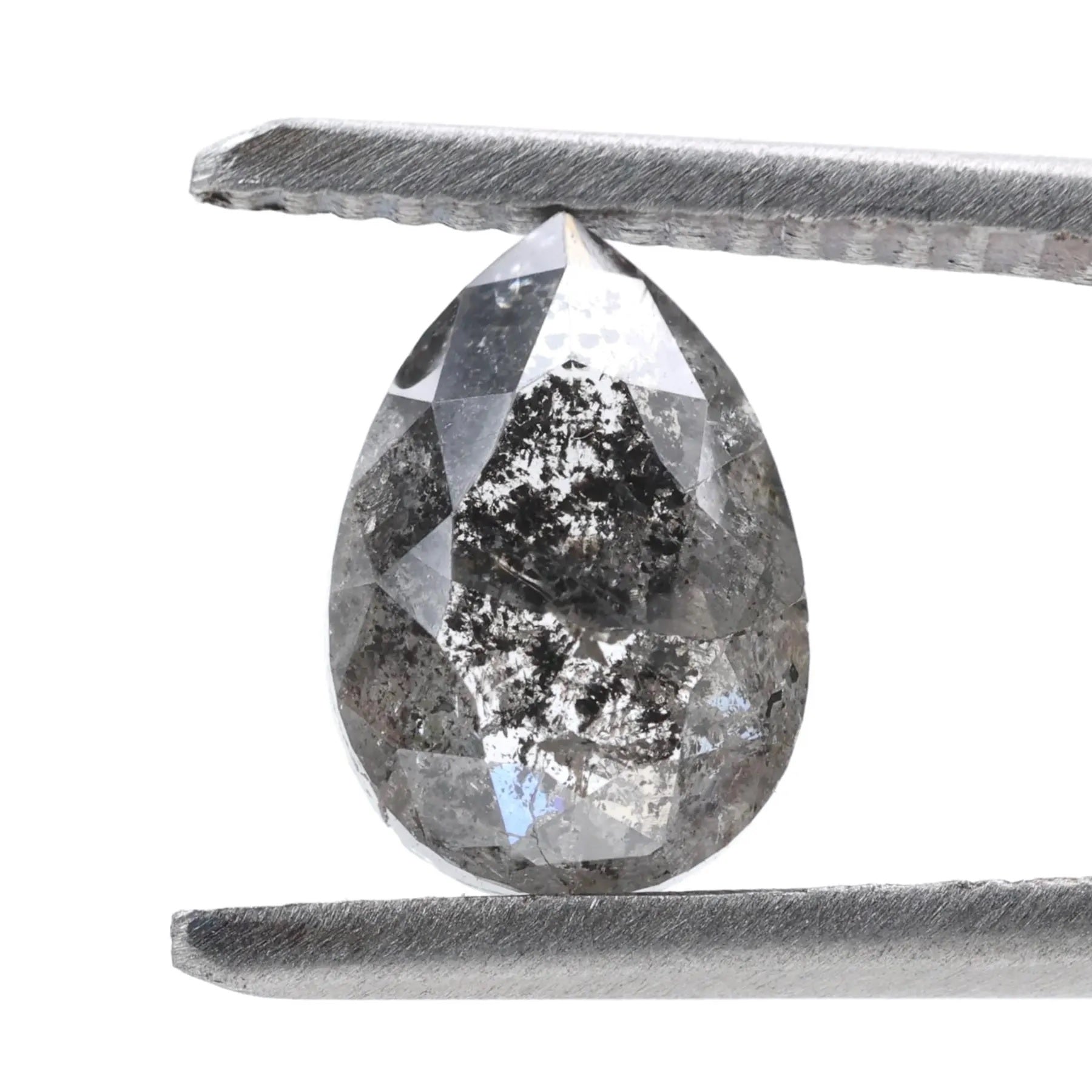 1.76 Ct Salt and Pepper Diamond, Natural Gray Color Pear Cut Loose Diamonds for Engagement Ring