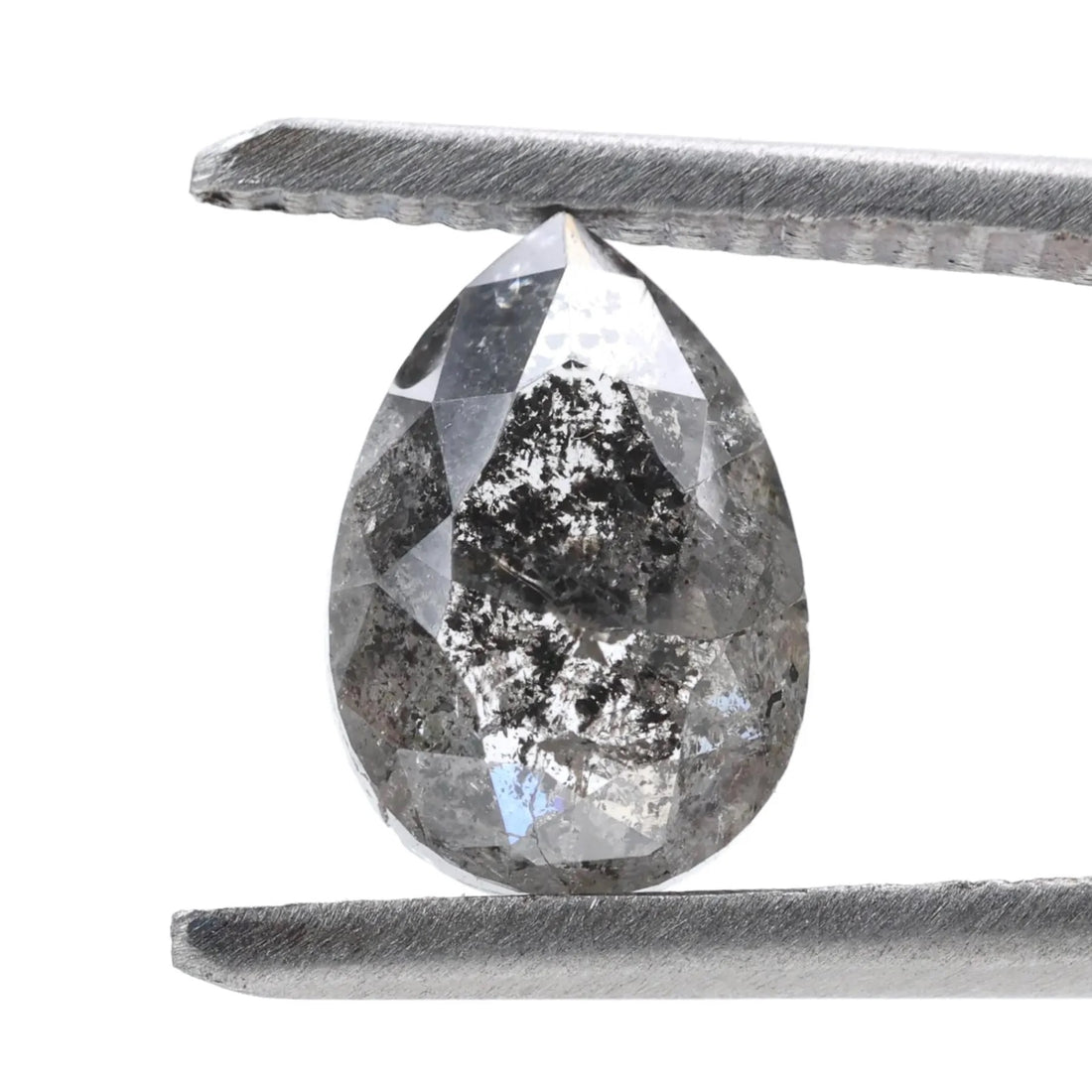 1.76 Ct Salt and Pepper Diamond, Natural Gray Color Pear Cut Loose Diamonds for Engagement Ring