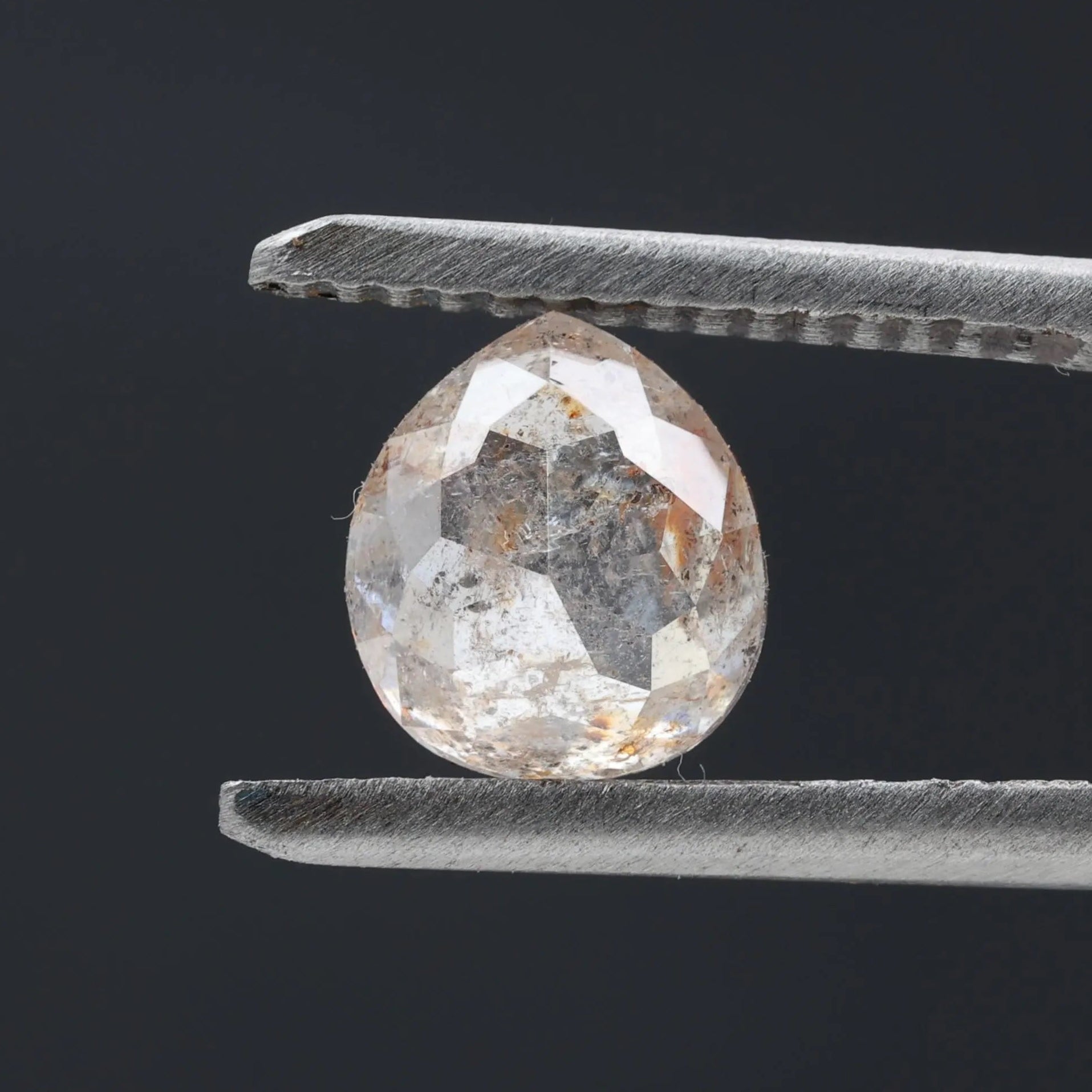 1.47 Ct Salt and Pepper Diamond, Natural Gray Pear Cut Loose Diamonds for Engagement Ring
