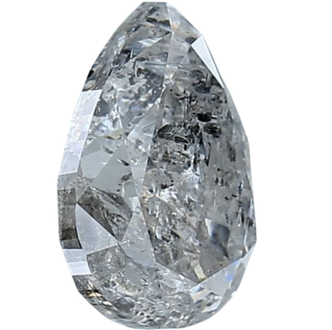 2.26 Ct Salt and Pepper Diamond, Natural Gray Color Pear Cut Loose Diamonds for Engagement Ring