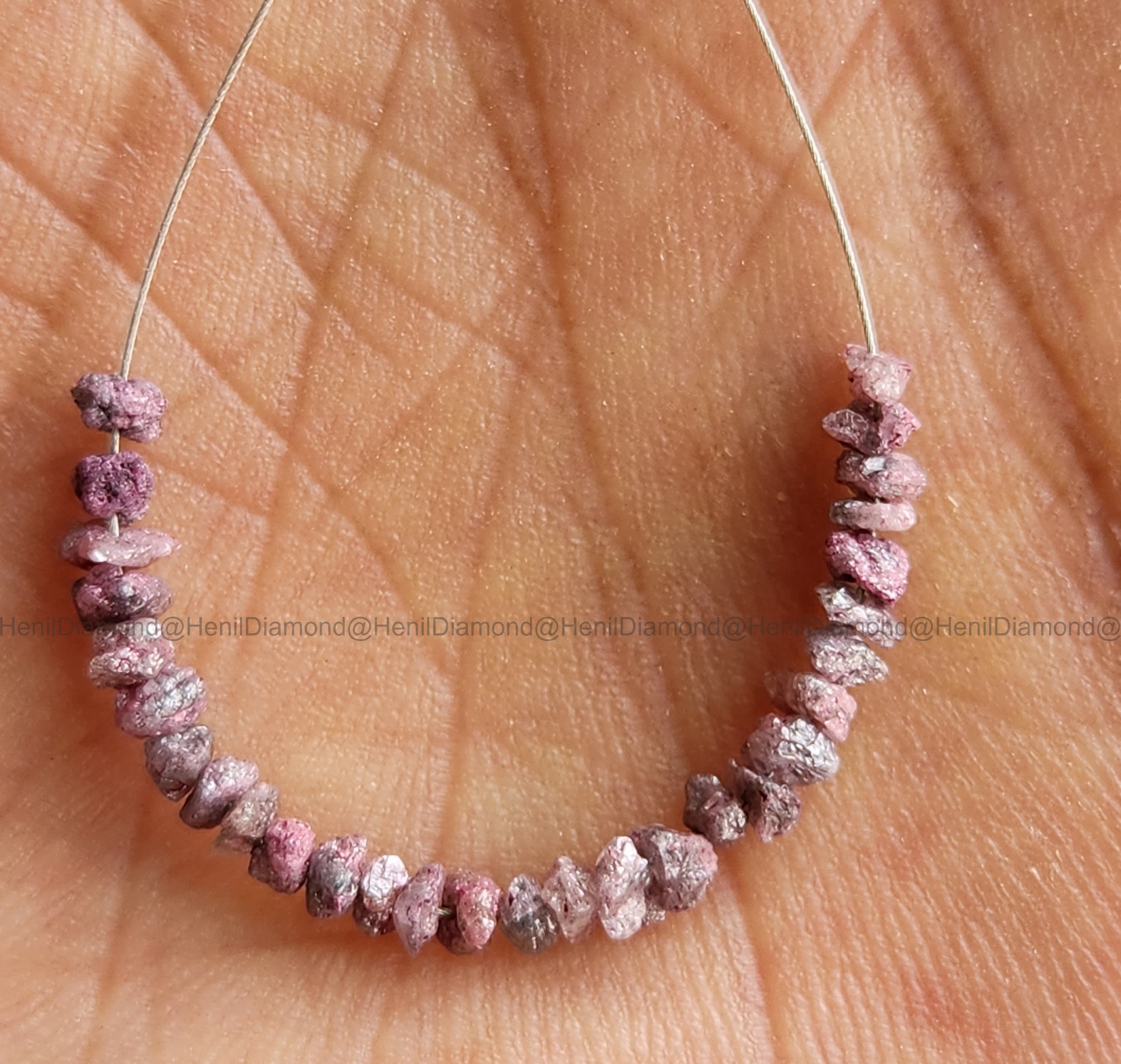 2.05 Ct Lot 1.50-2.50 MM Natural Pink Raw Rough Loose Diamond Beads with Drilled Hole