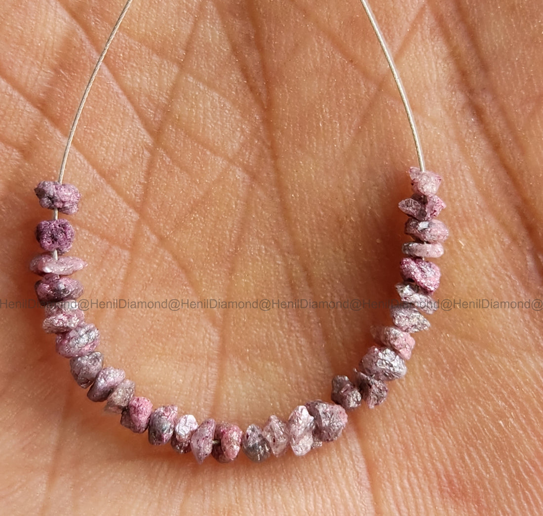 1.03 Ct Lot 1.50-2.50 MM Natural Pink Raw Rough Loose Diamond Beads with Drilled Hole