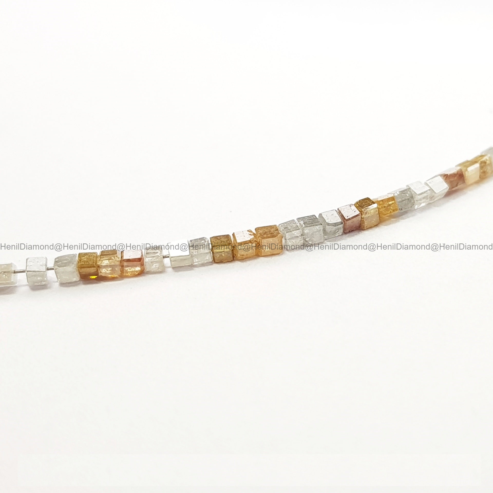 2.02 TCW Natural Yellow Gray Faceted Cube Diamond Beads with Drilled Hole | 1.50–2.00 MM Sparkling Loose Diamonds for Jewelry Making