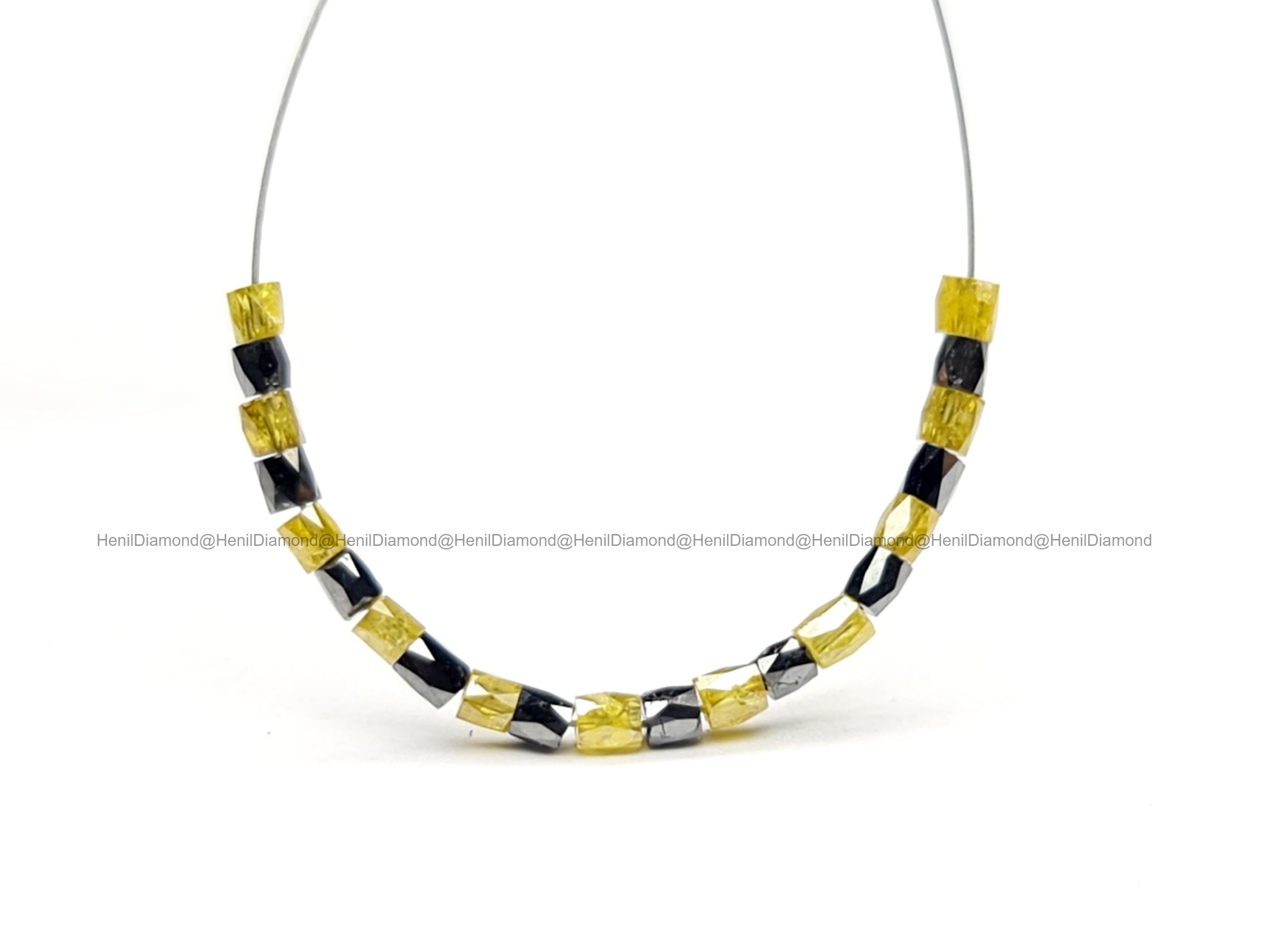 1.00 Ct Natural Yellow & Black Tube Diamond Beads with Drilled Hole | 1.50–2.00 MM Loose Diamonds for Jewelry Making