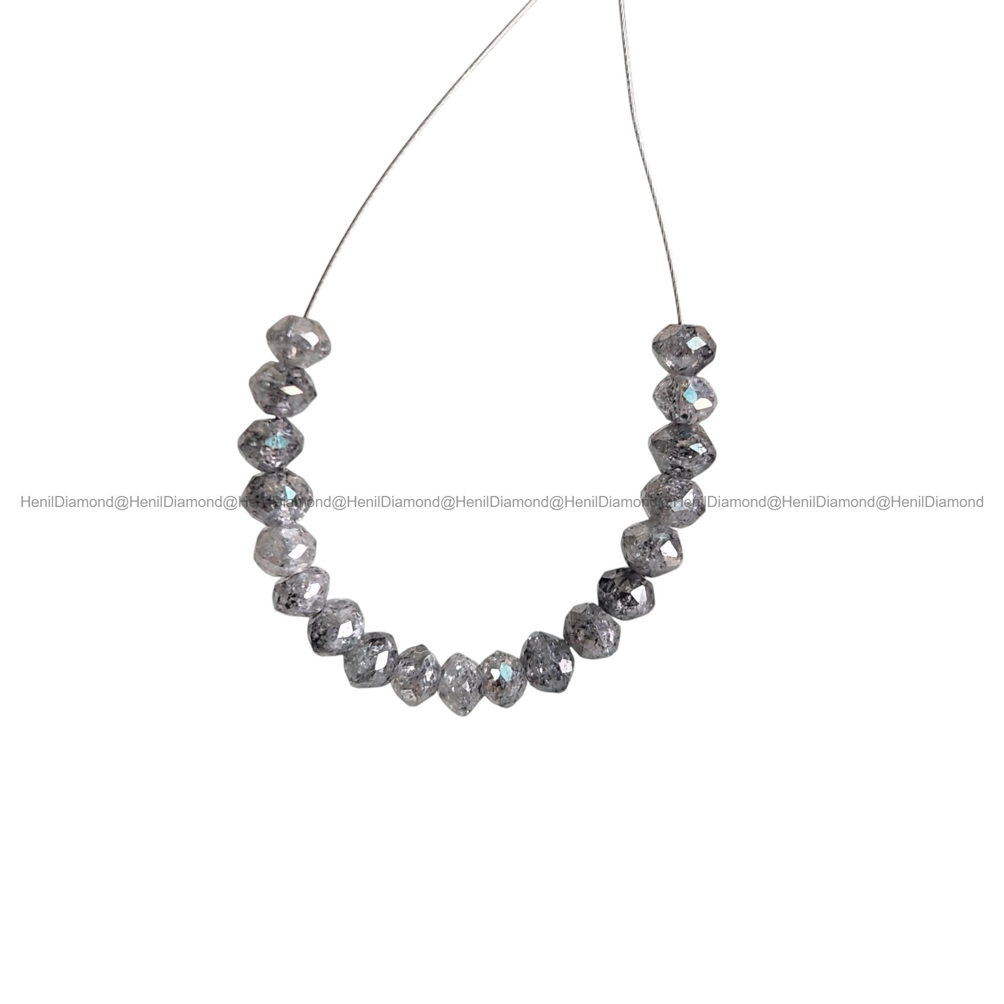 1.00 Carat Natural Gray Faceted Round Diamond Beads with Drilled Hole | 2.00-3.00 MM Loose Diamonds for Jewelry Making