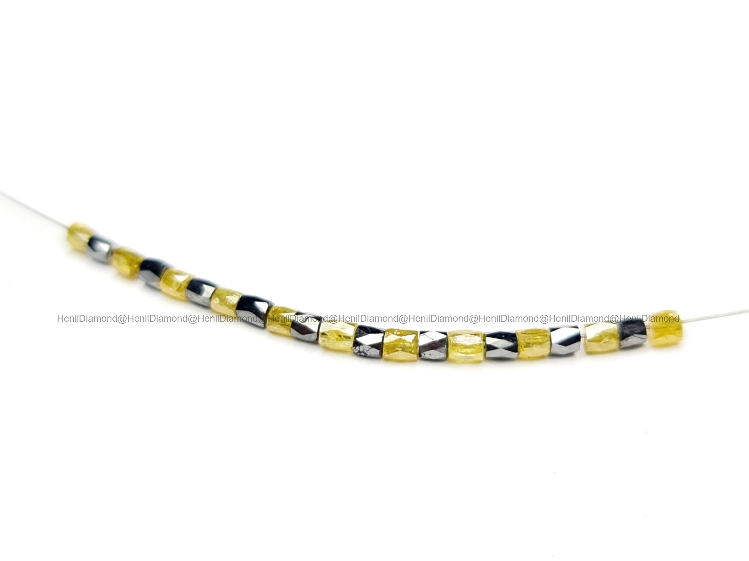 1.00 Ct Natural Yellow & Black Tube Diamond Beads with Drilled Hole | 1.50–2.00 MM Loose Diamonds for Jewelry Making