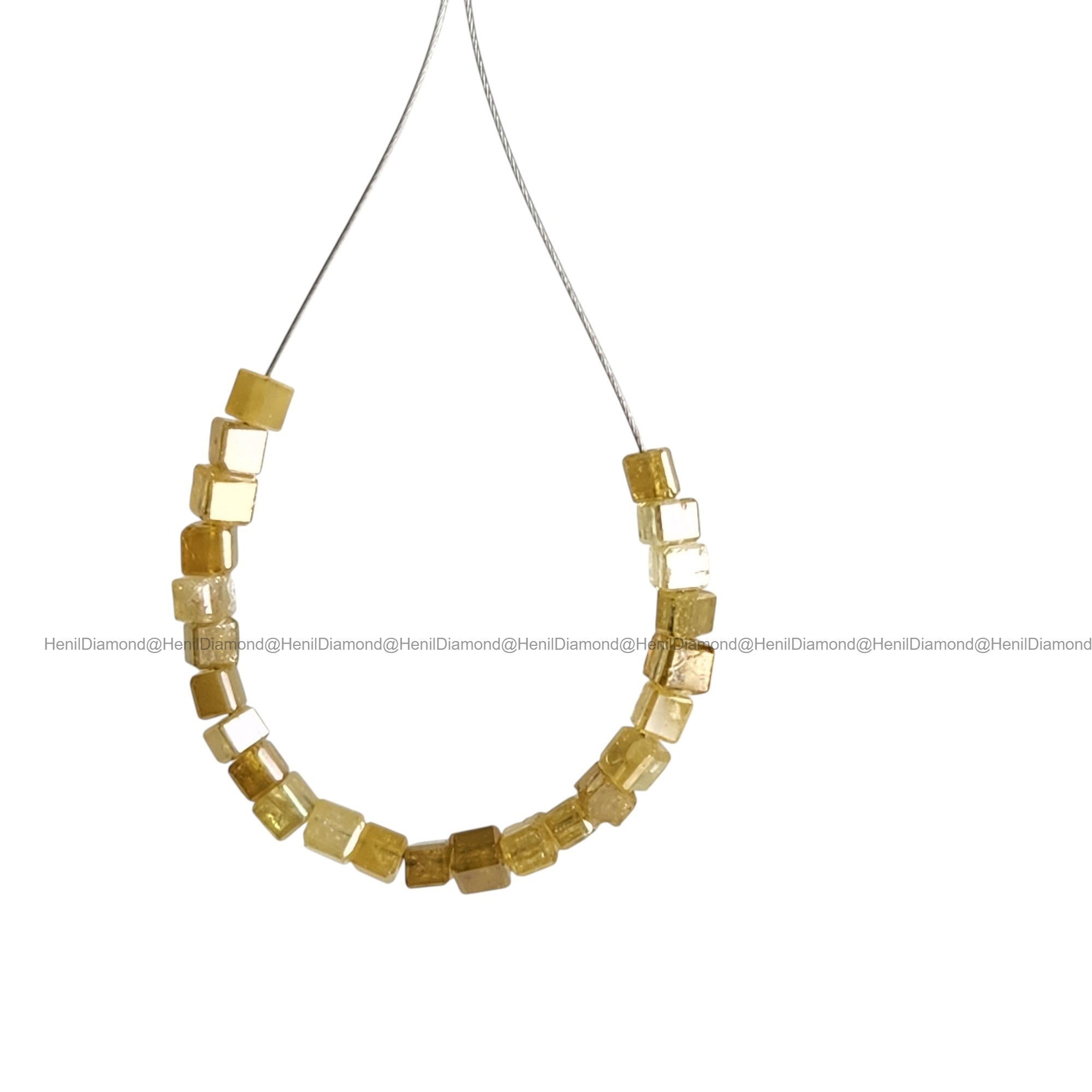 1.00 TCW Natural Yellow Faceted Cube Diamond Beads with Drilled Hole | 1.50–2.00 MM Sparkling Loose Diamonds for Jewelry Making