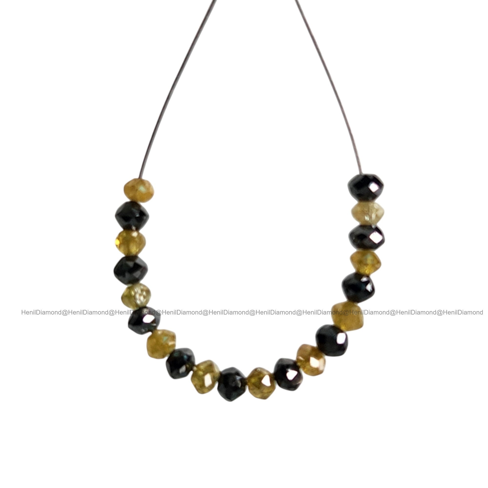 1.04 Ct Lot 1.50 to 2.00 MM Natural Yellow Black Polished Round Loose Diamonds Beads wt Drilled Hole for Strand