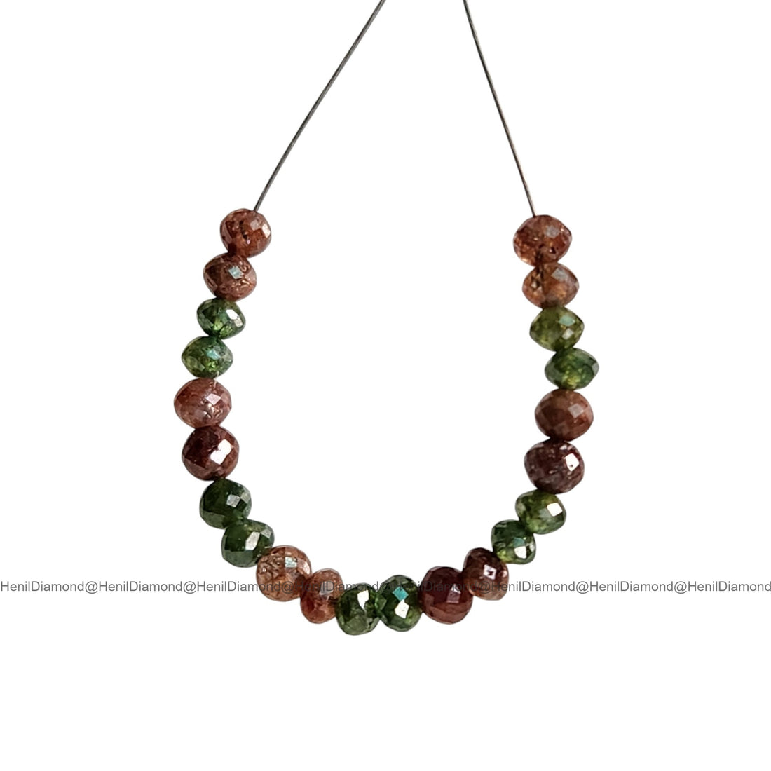 1.04 Ct 1.50-2.00 MM Natural Green Red Round Diamond Beads with Drilled Hole for Necklace Strand