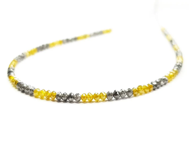 15.00 Ct Natural Yellow Gray Color Round Loose Diamond Beads 16" Strand Necklace wt Silver Clasp (Copy)