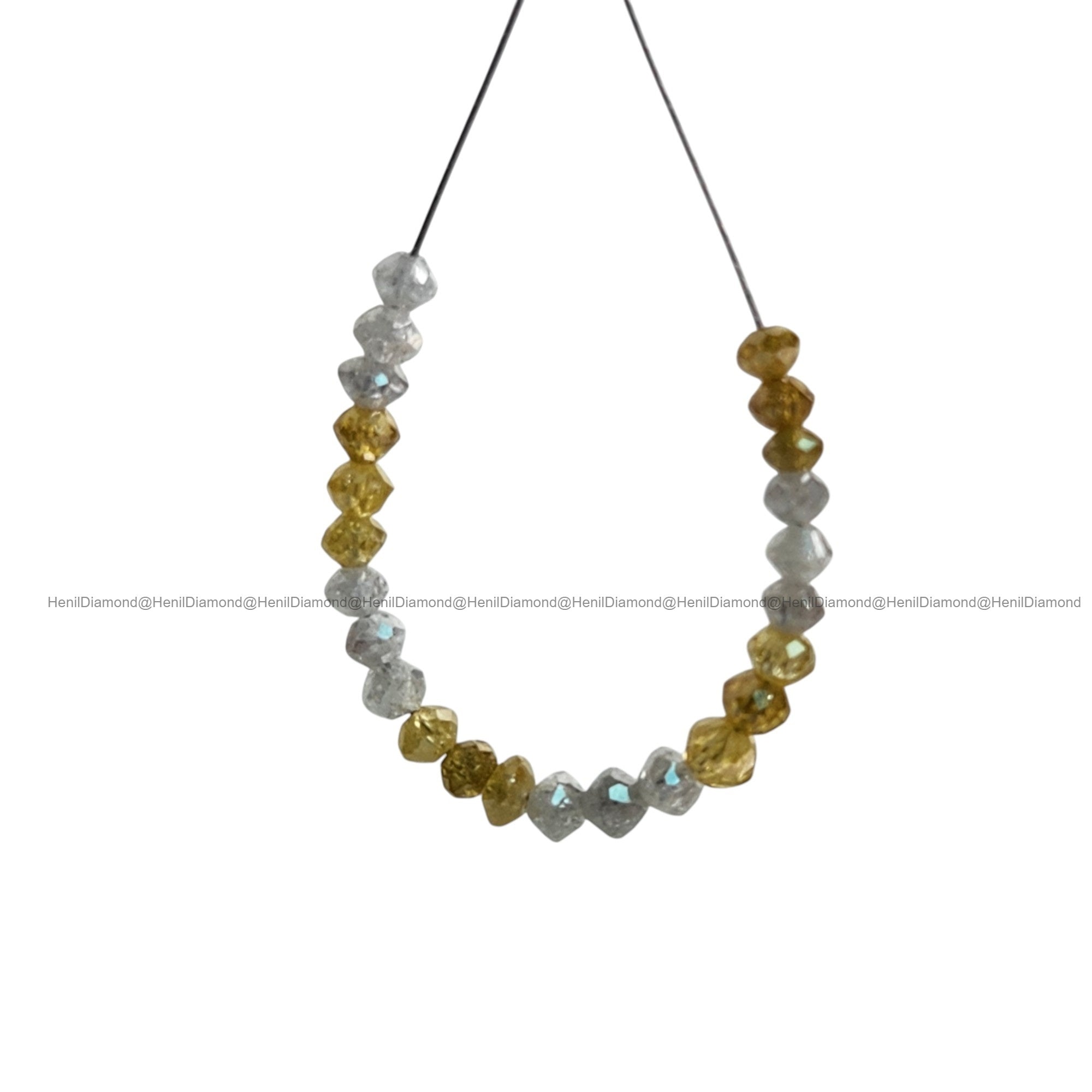 1.02 Ct Lot 1.50 to 2.00 MM Natural White Yellow Polished Round Loose Diamonds Beads wt Drilled Hole for String