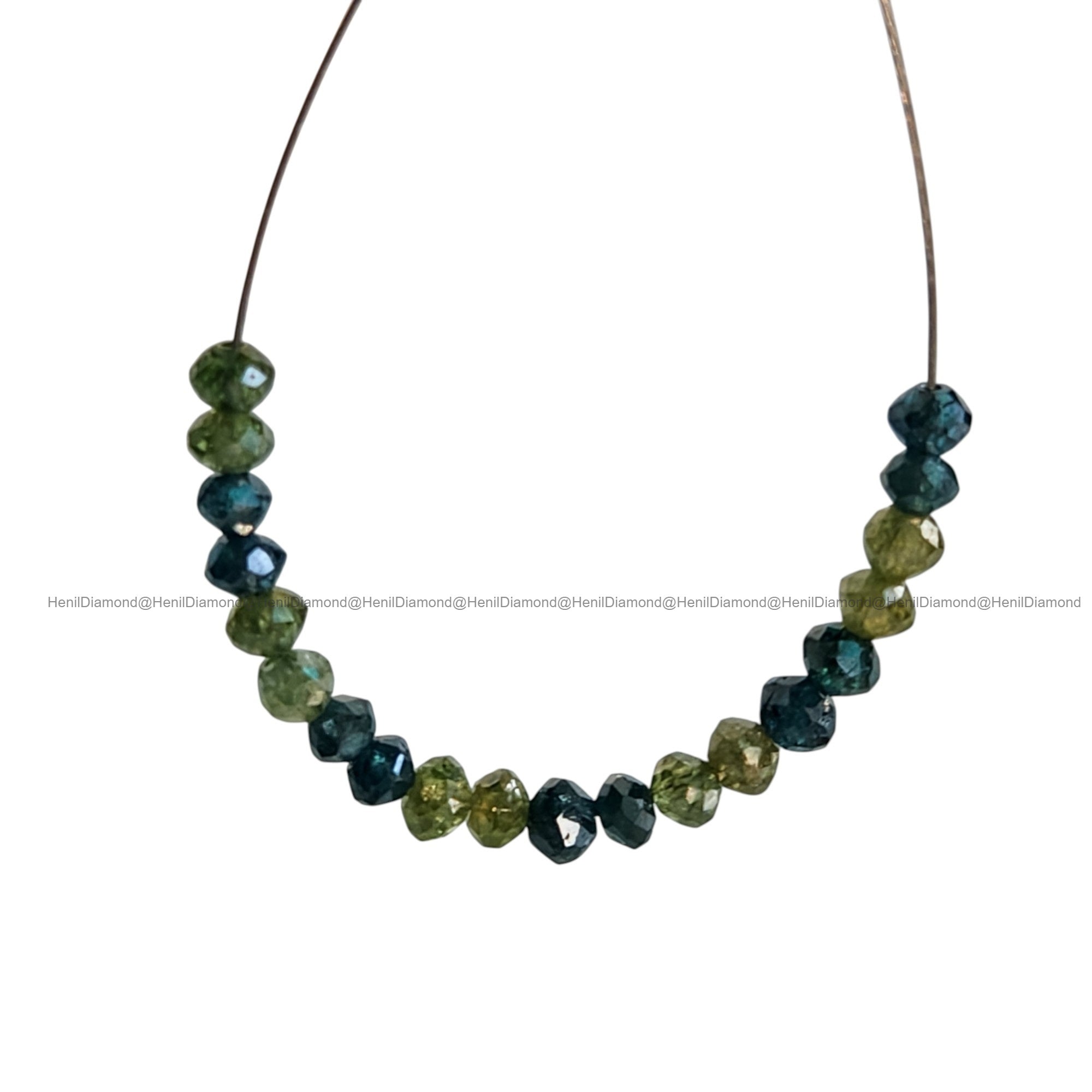 1.05 Ct Lot 1.50 to 2.00 MM Natural Green Blue Polished Round Loose Diamonds Beads wt Drilled Hole for Necklace