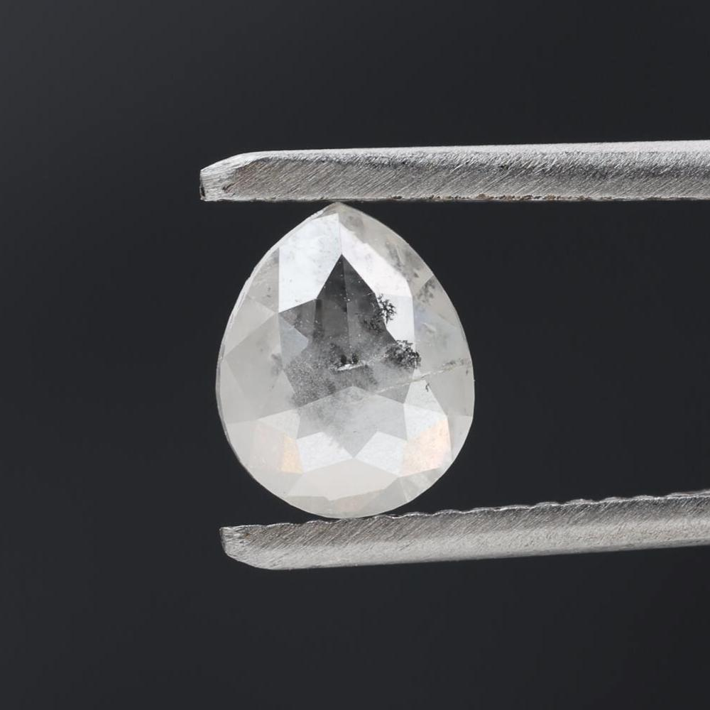 0.96 Ct Salt and Pepper Diamond, Natural Gray Color Pear Cut Loose Diamonds for Engagement Ring