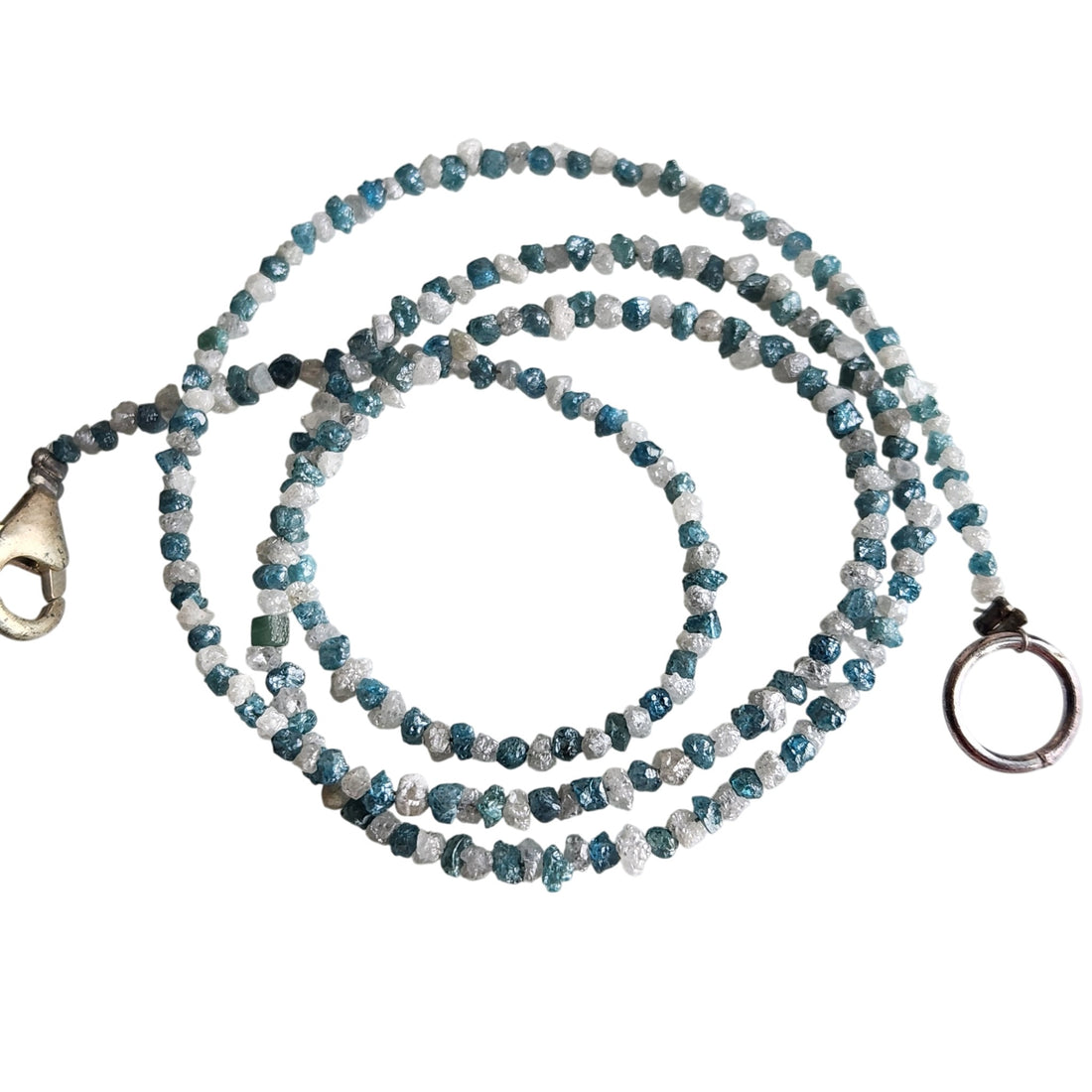Raw Diamond Beads 16" Strand Necklace, Natural White Blue Rough Loose Diamond Beads Chain, Gift for Her