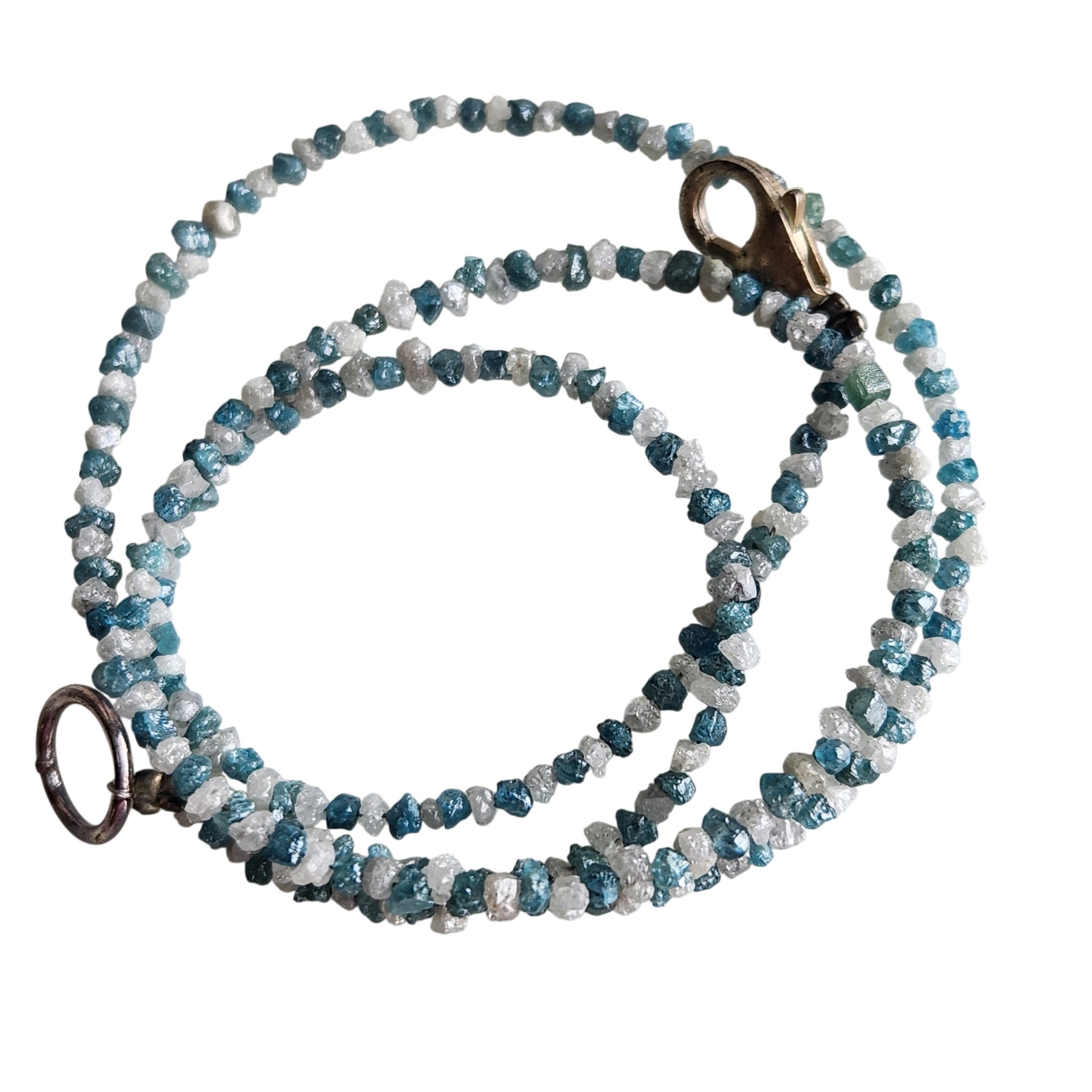 Raw Diamond Beads 16" Strand Necklace, Natural White Blue Rough Loose Diamond Beads Chain, Gift for Her