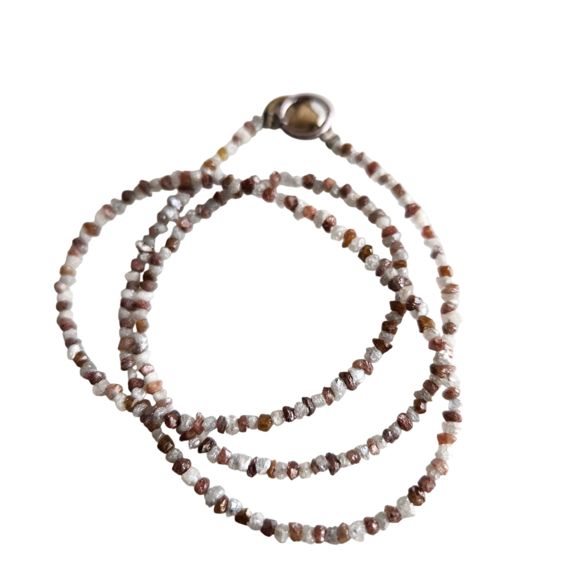 Raw Diamond Beads 16" Strand Necklace, Natural White Red Rough Loose Diamond Beads Chain, Gift for Her