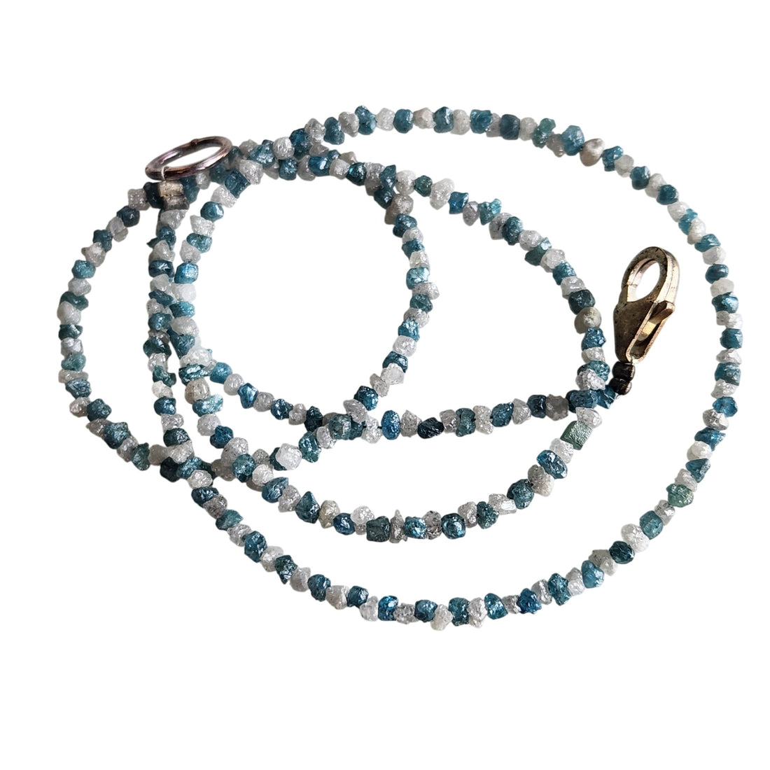 Raw Diamond Beads 16" Strand Necklace, Natural White Blue Rough Loose Diamond Beads Chain, Gift for Her