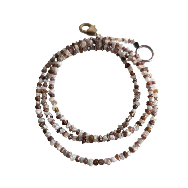 Raw Diamond Beads 16" Strand Necklace, Natural White Red Rough Loose Diamond Beads Chain, Gift for Her