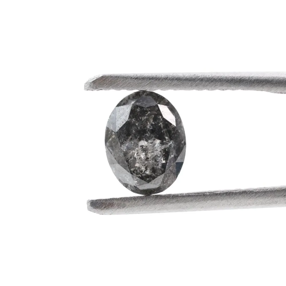1.28 Ct Salt and Pepper Diamond, Natural Gray Smokey Oval Loose Diamonds for Minimalist Engagement Ring