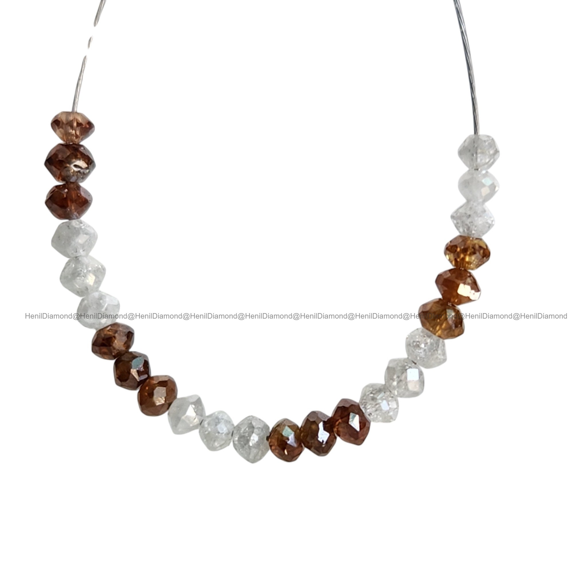 1.05 Ct Lot 1.50 to 2.00 MM Natural White Red Color Polished Round Loose Diamonds Beads wt Drilled Hole for String