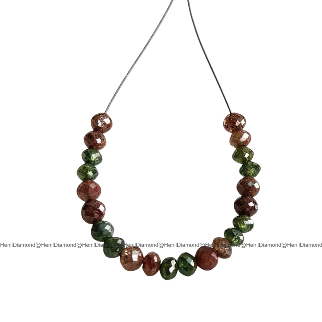 1.04 Ct 1.50-2.00 MM Natural Green Red Round Diamond Beads with Drilled Hole for Necklace Strand