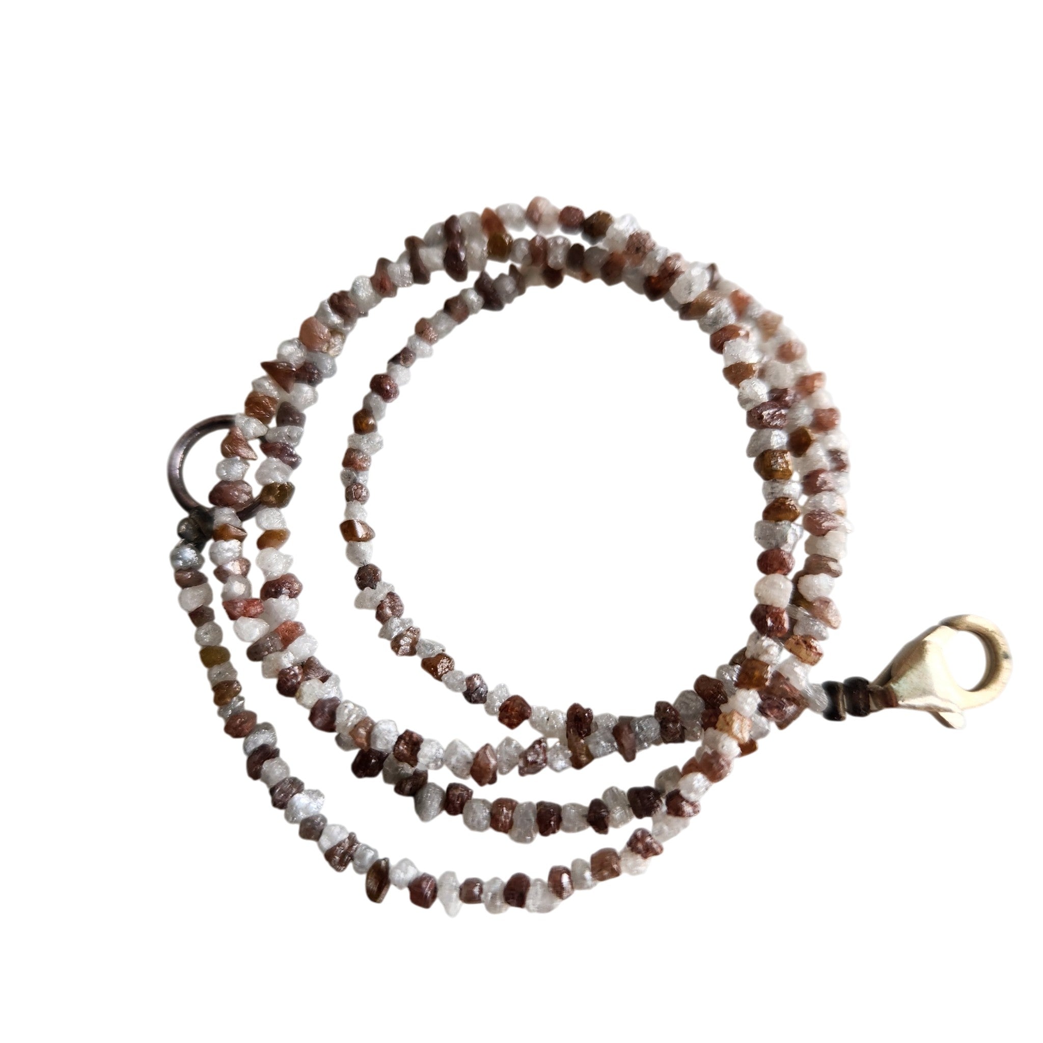 Raw Diamond Beads 16" Strand Necklace, Natural White Red Rough Loose Diamond Beads Chain, Gift for Her