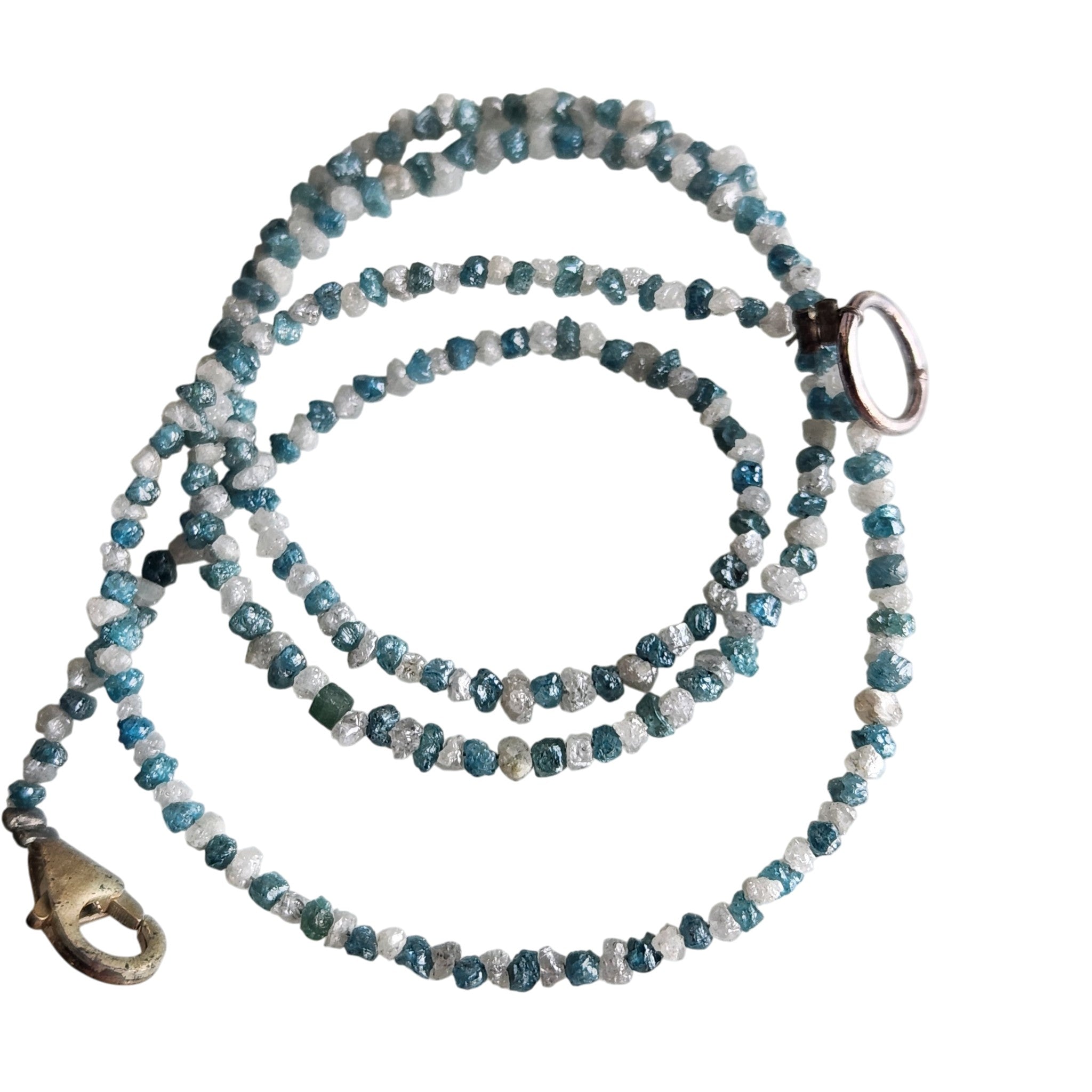 Raw Diamond Beads 16" Strand Necklace, Natural White Blue Rough Loose Diamond Beads Chain, Gift for Her