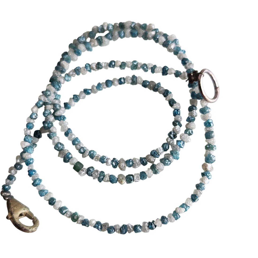 Raw Diamond Beads 16" Strand Necklace, Natural White Blue Rough Loose Diamond Beads Chain, Gift for Her