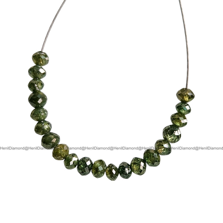 2.02 Ct 1.50-2.00 MM Natural Green Round Diamond Beads with Drilled Hole for Jewelry