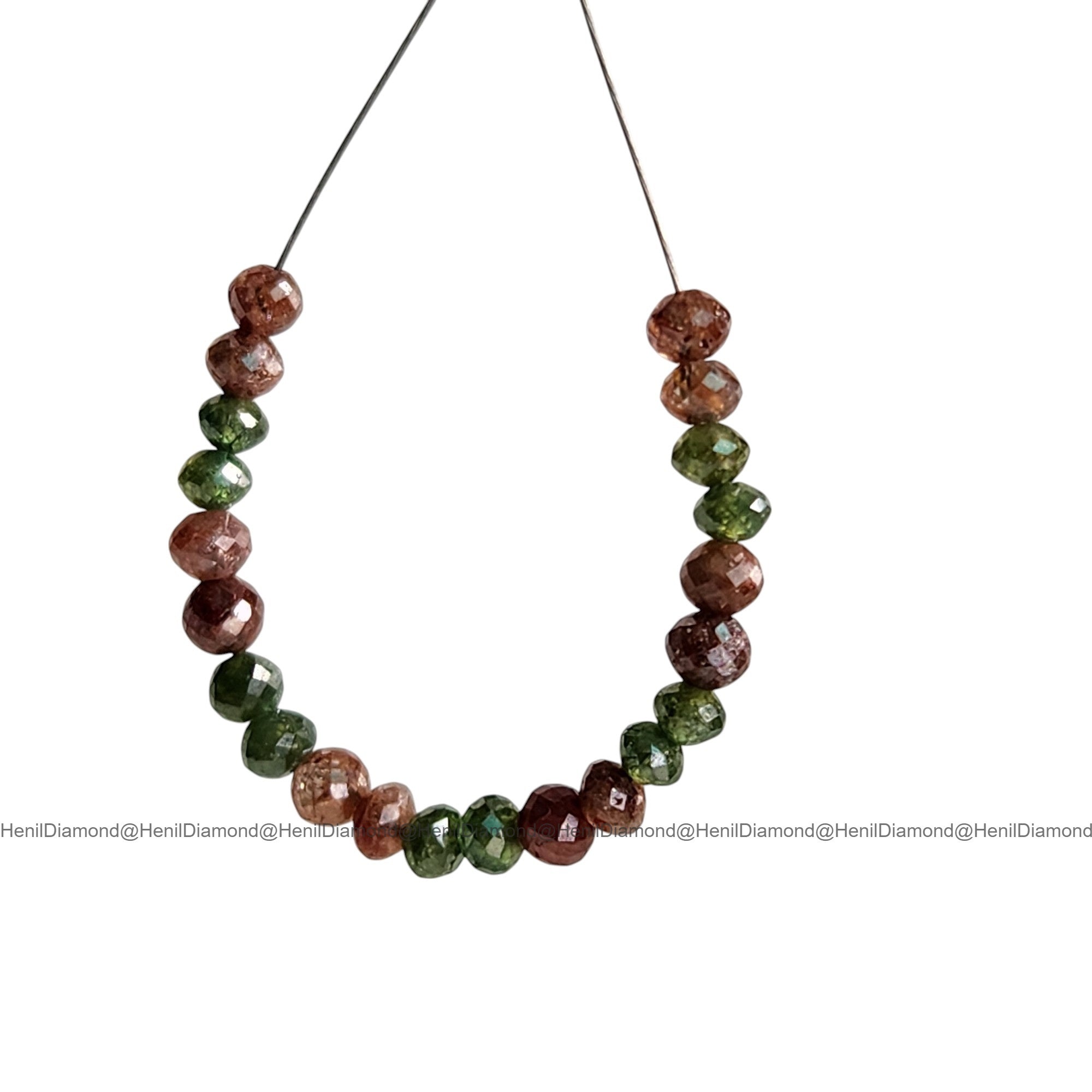 2.03 Ct 1.50-2.00 MM Natural Green Red Round Diamond Beads with Drilled Hole for Jewelry