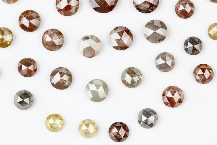 1.00 Ct 2.00-3.00 MM Natural Multi Color Round Rose Cut Loose Diamond for Jewelry
