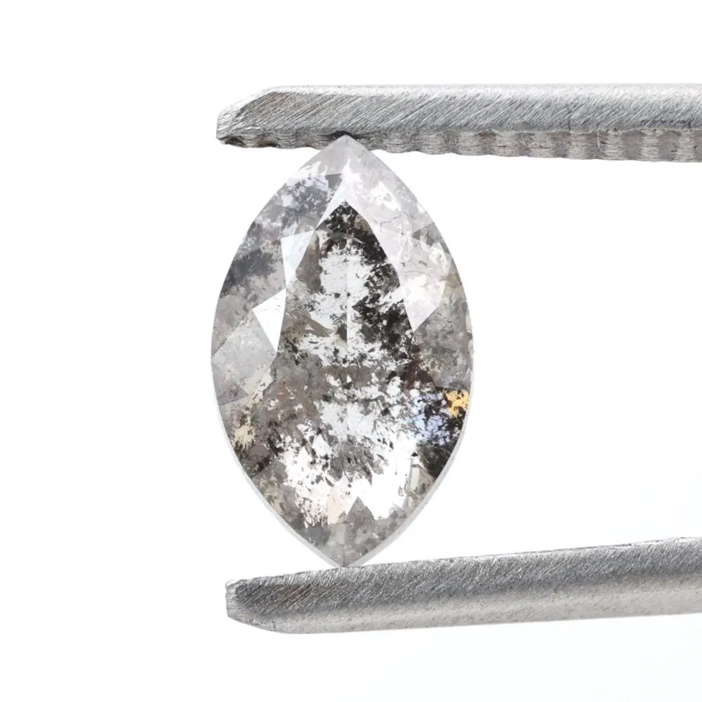 1.25 Carat Salt and Pepper Diamond, Natural Gray Color Marquise Loose Diamond for Engagement Ring