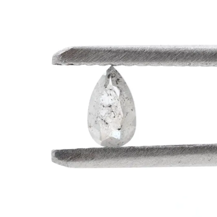 0.26 Ct Salt and Pepper Diamond, Natural Gray Color Pear Cut Loose Diamonds for Engagement Ring