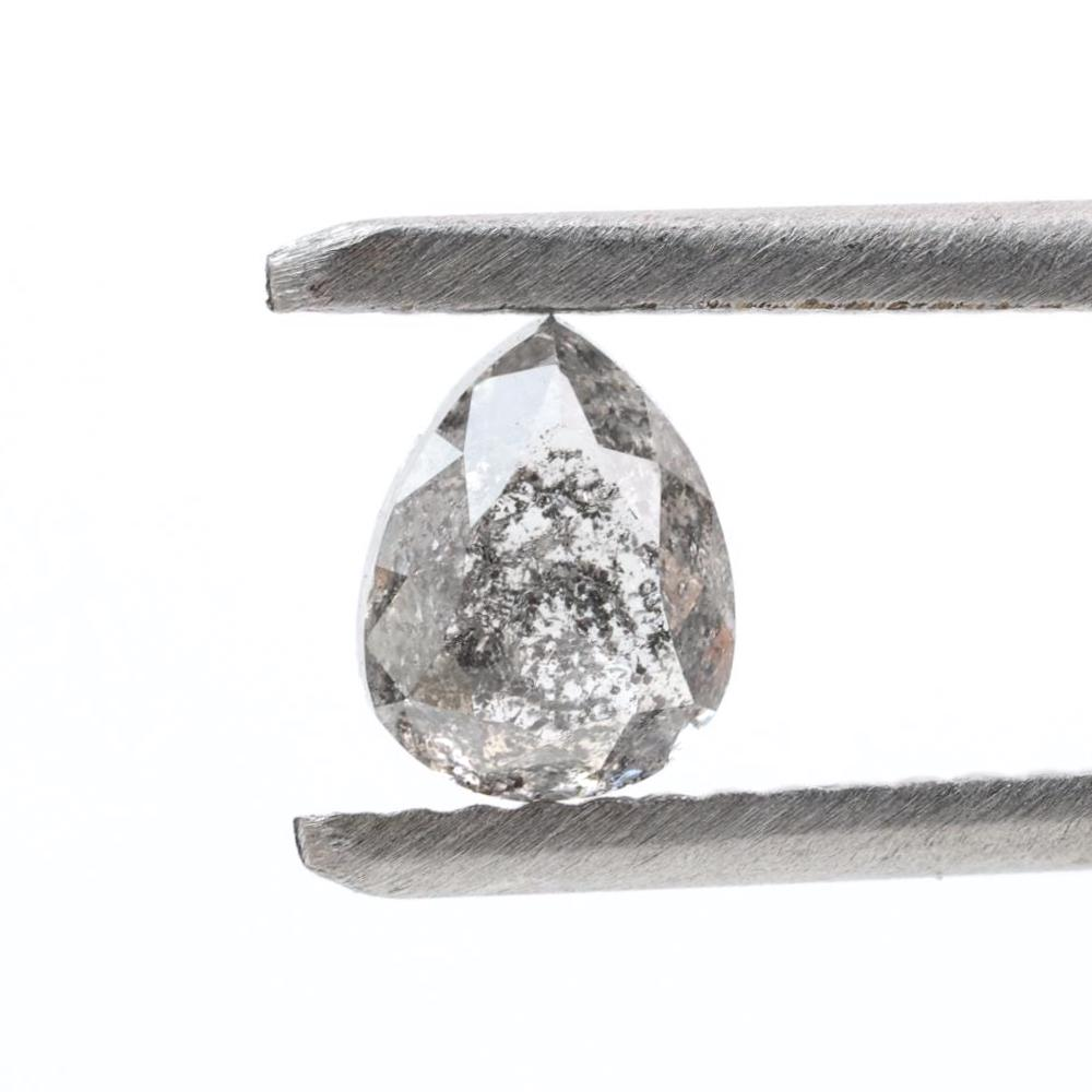 0.83 Ct Salt and Pepper Diamond, Natural Gray Color Pear Cut Loose Diamonds for Wedding Ring