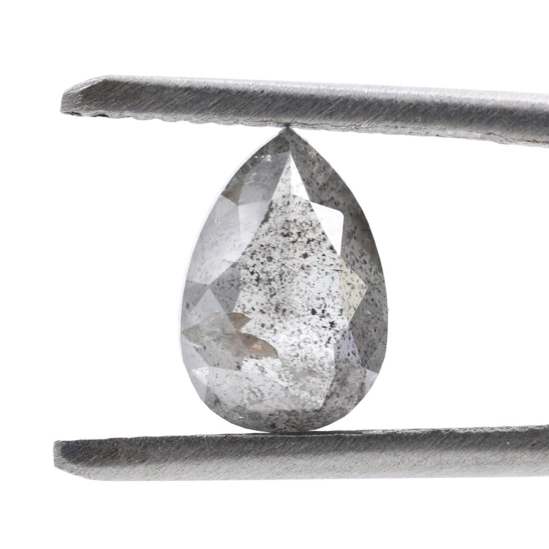 1.57 Ct Salt and Pepper Diamond, Natural Gray Color Pear Cut Loose Diamonds for Engagement Ring