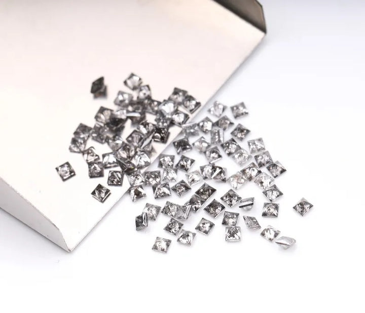 1.00 Ct Salt and Pepper Princess Cut Diamond 2.50 MM – Natural Gray Color Loose Diamond For Jewelry