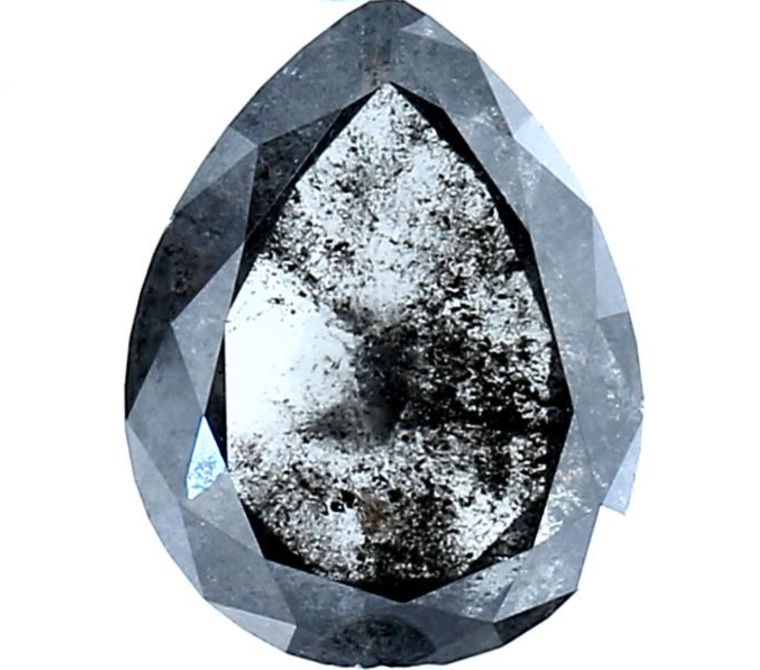 Salt and Pepper Diamond, 2.45 Ct Natural Gray Color Pear Cut Loose Diamonds for Engagement Ring