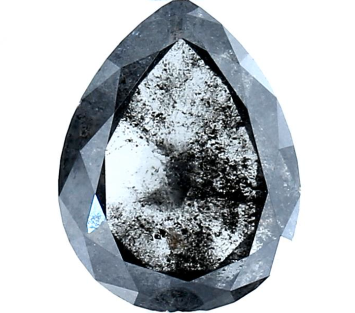 Salt and Pepper Diamond, 2.45 Ct Natural Gray Color Pear Cut Loose Diamonds for Engagement Ring