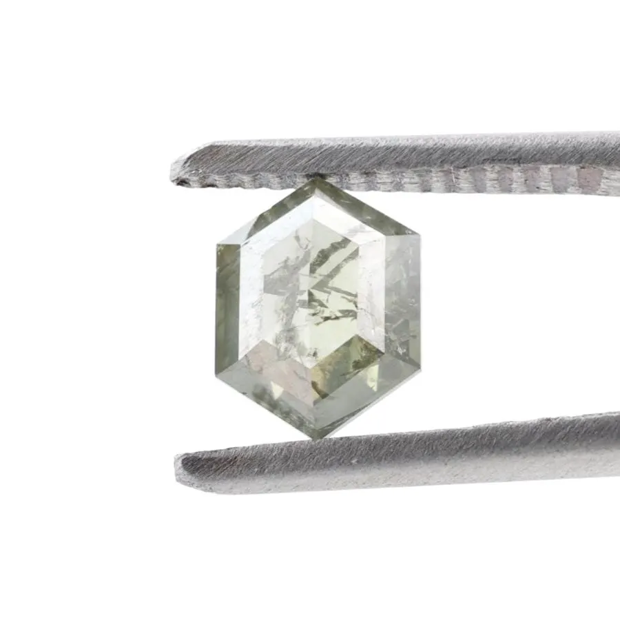 1.22 Ct Salt and Pepper Diamond, Natural Light Green Hexagon Cut Loose Diamonds for Engagement Ring