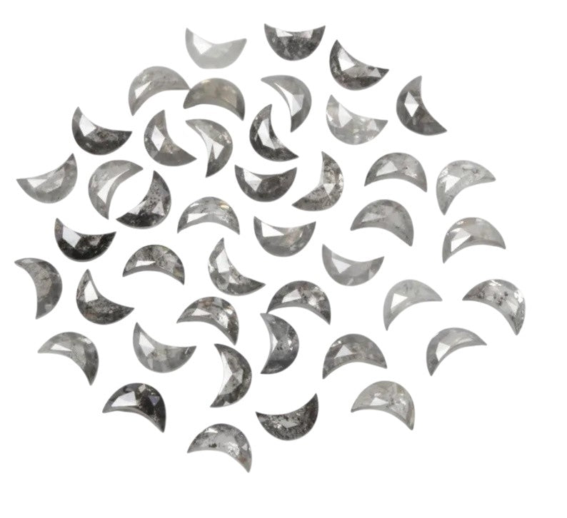 1.00 Ct Salt and Pepper Diamond, 4.00 MM – Natural Gray Color Half Moon For Jewelery