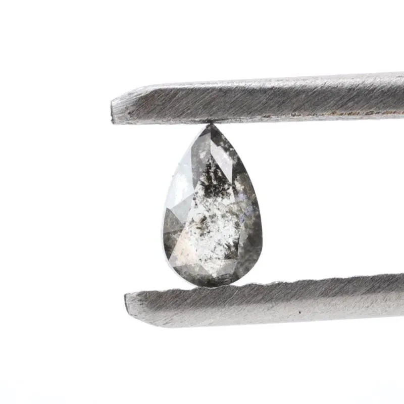0.23 Ct Salt and Pepper Diamond, Natural Gray Color Pear Cut Loose Diamonds for Wedding Ring
