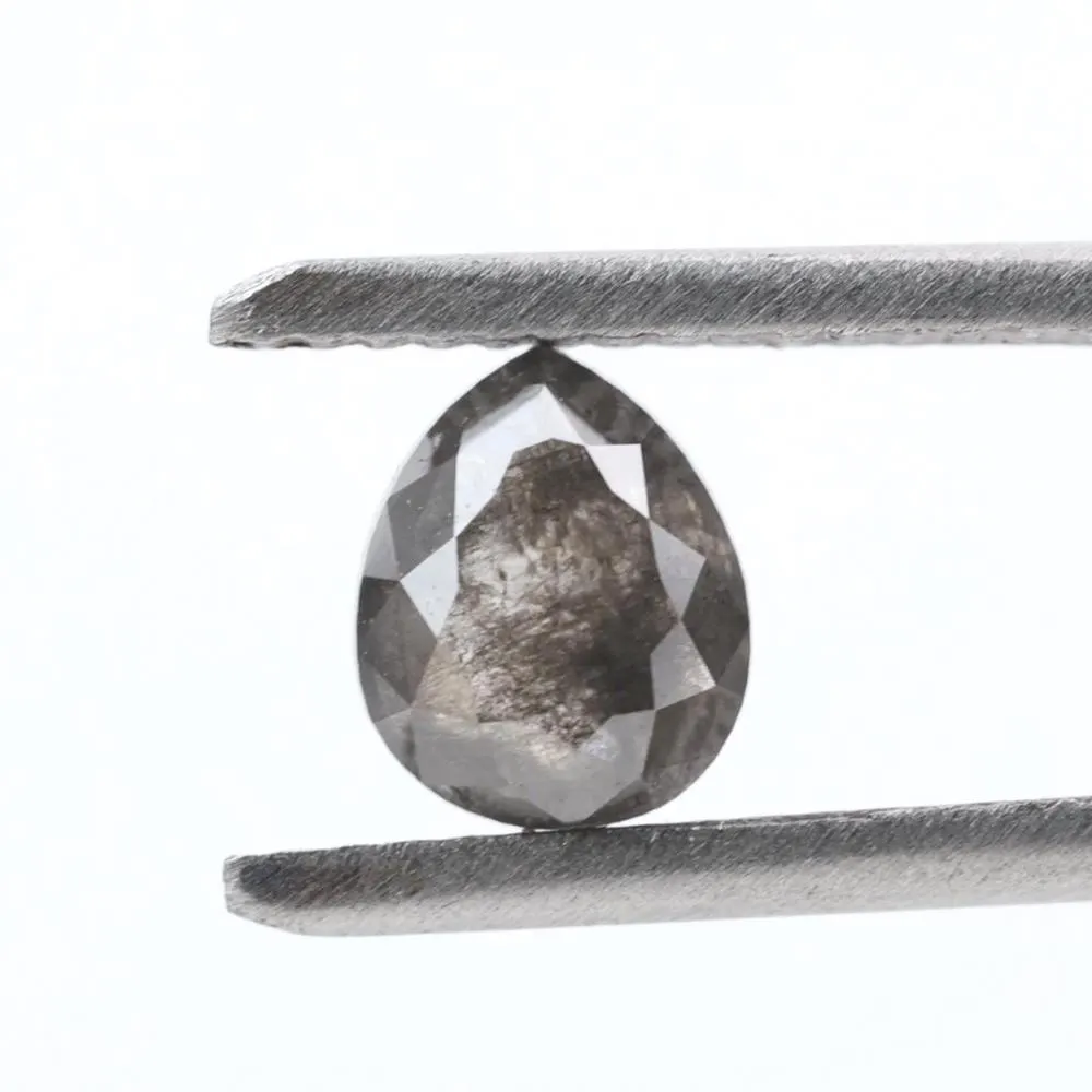 0.87 Ct Salt and Pepper Diamond, Natural Smokey Gray Color Pear Cut Loose Diamonds for Engagement Ring