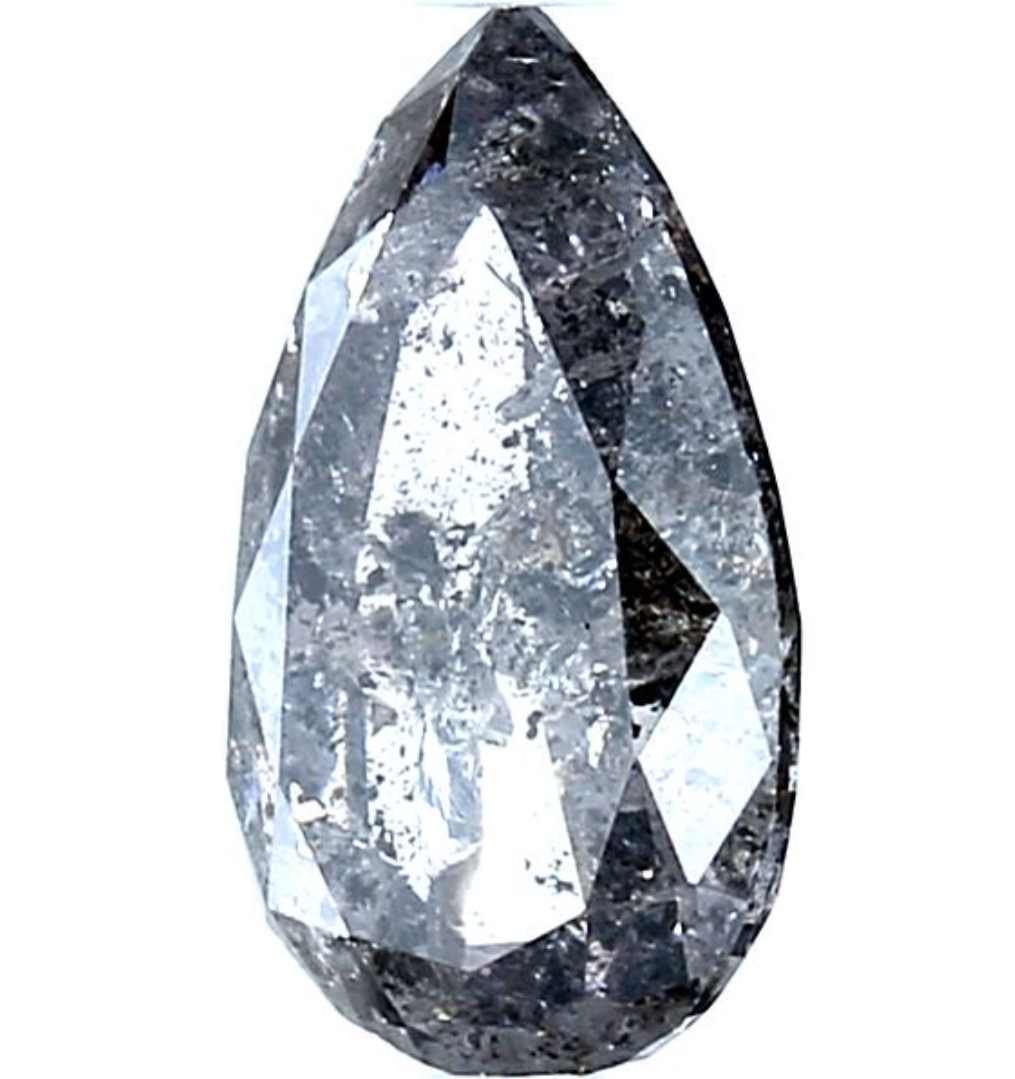 Salt and Pepper Diamond, 1.86 Ct Natural Gray Color Pear Cut Loose Diamonds for Engagement Ring