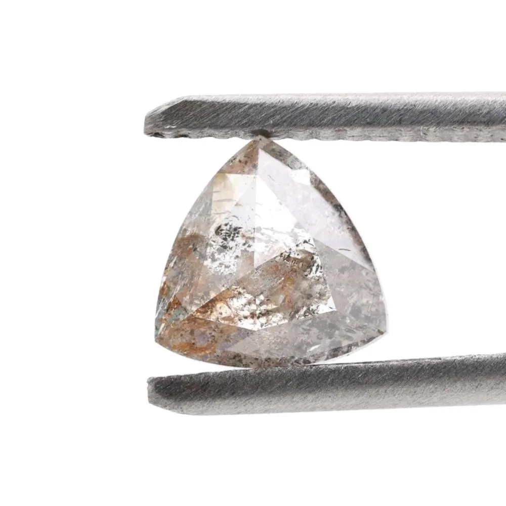 0.91 Ct Salt and Pepper Diamond, Natural Gray Trillion Loose Diamonds for Engagement Ring