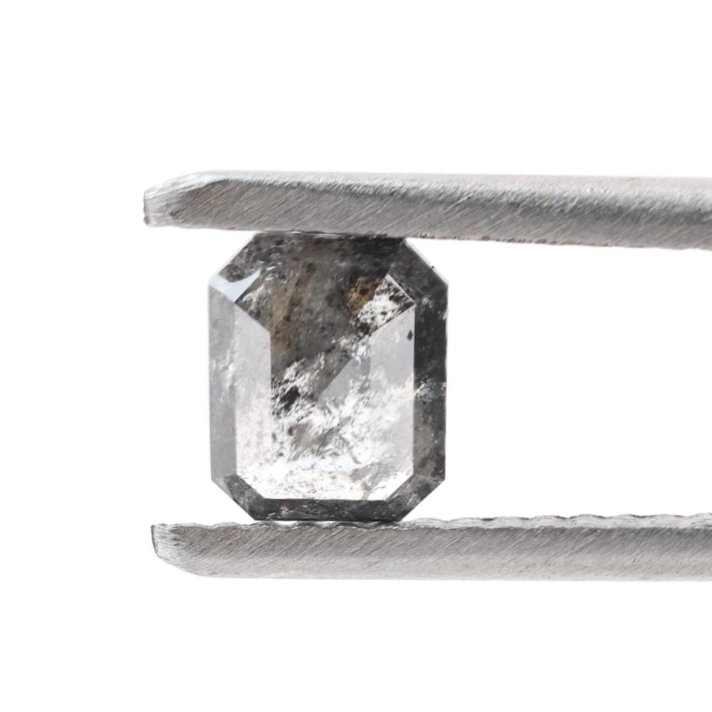 0.73 Ct Salt and Pepper Diamond, Natural Gray Color Emerald Loose Diamond for Engagement Ring