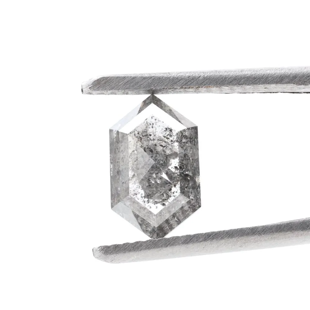 2.08 Ct Salt and Pepper Diamond, Natural Gray Color Hexagon Cut Loose Diamonds for Engagement Ring