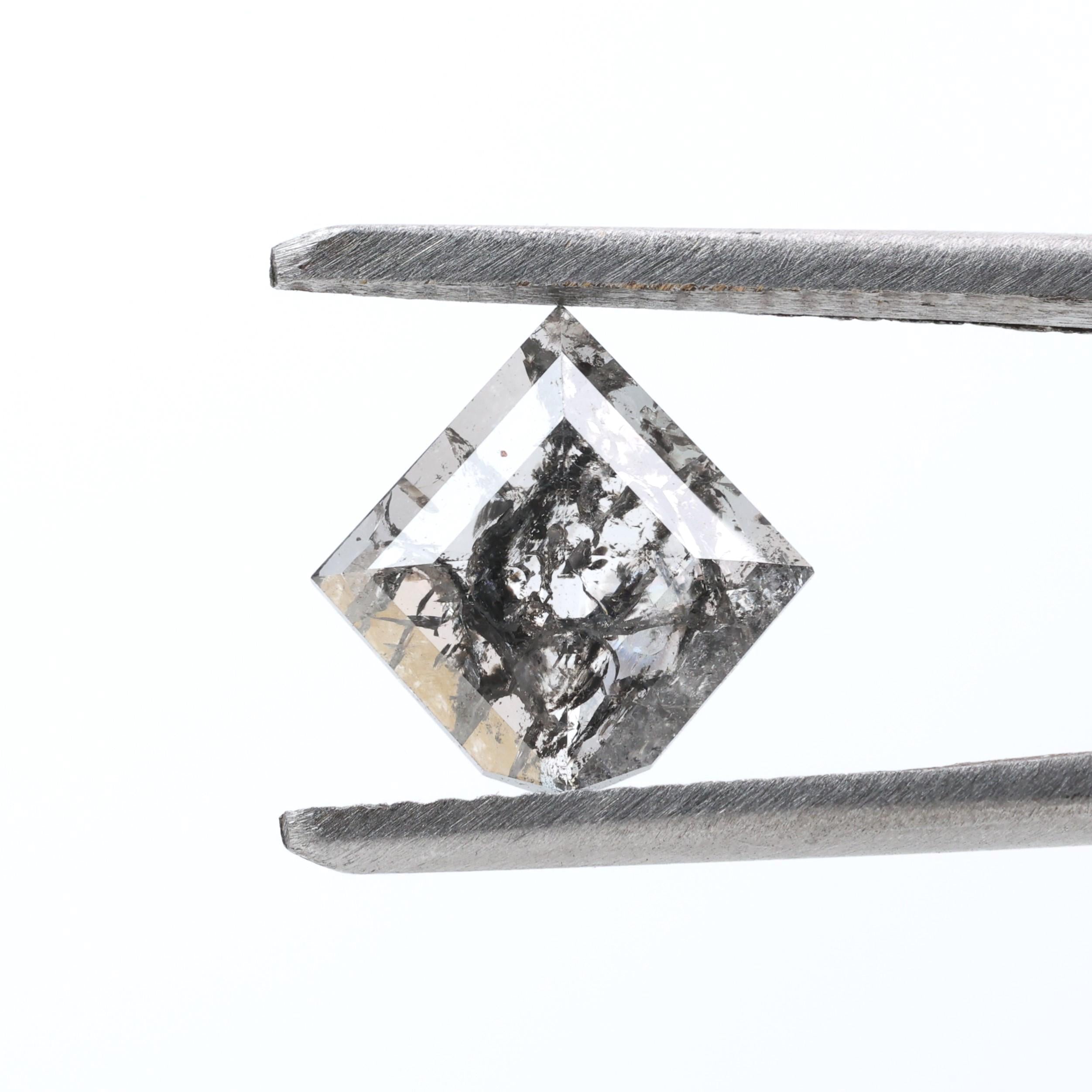 1.07 Carat Salt and Pepper Diamond, Natural Gray Shield Loose Diamonds for Minimalist Engagement Ring