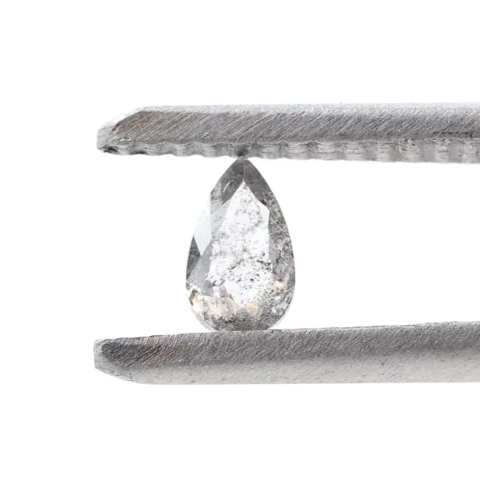 0.24 Ct Salt and Pepper Diamond, Natural Gray Color Pear Cut Loose Diamonds for Engagement Ring