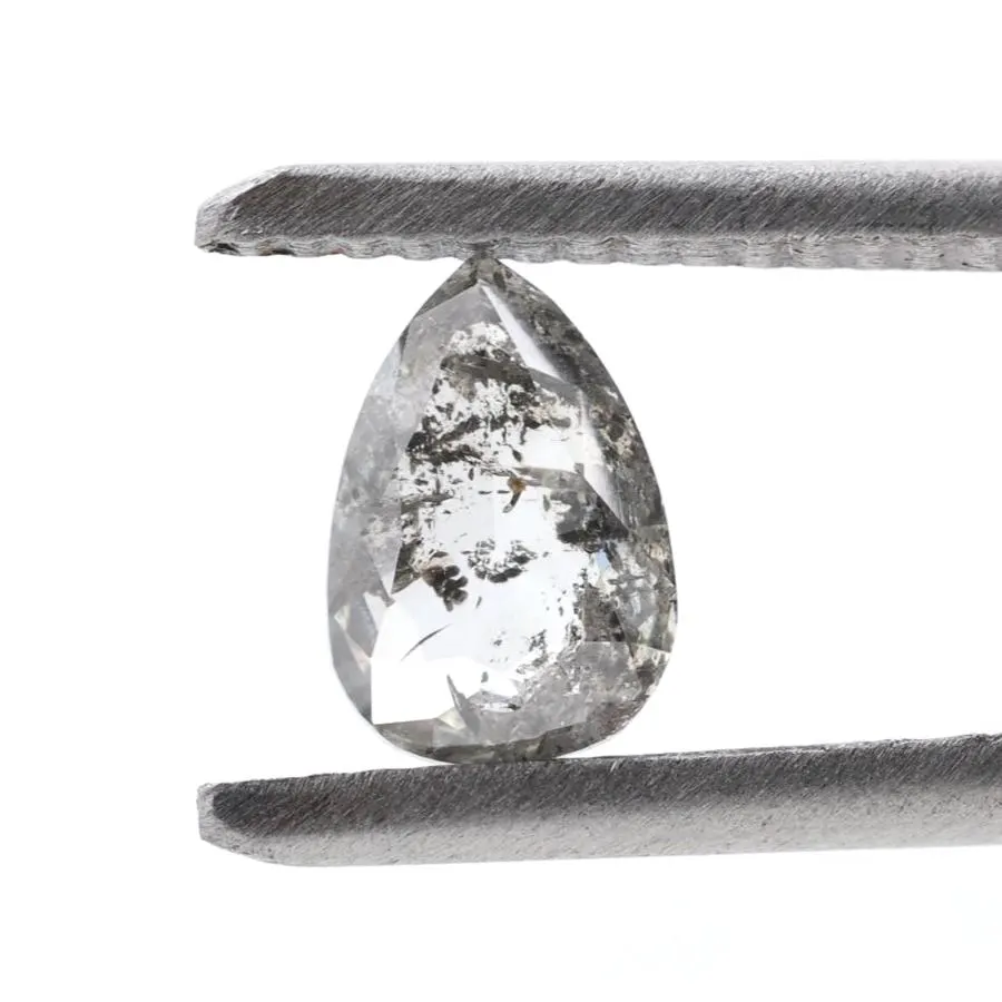 0.80 Ct Salt and Pepper Diamond, Natural Gray Color Pear Cut Loose Diamonds for Engagement Ring